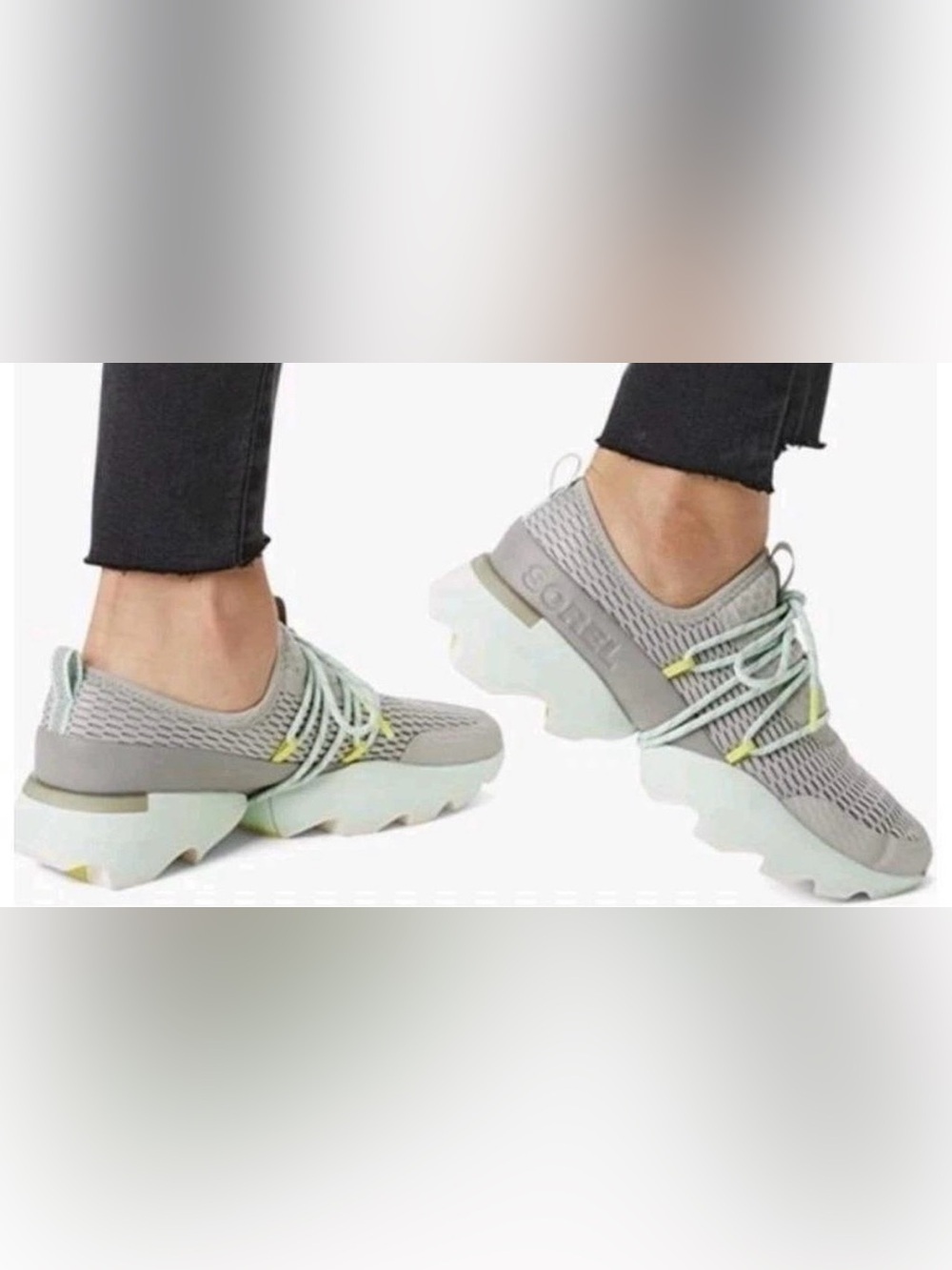 Sorel  Sneakers 9.5 Gray Green Kinetic Impact Lace Running Athletic